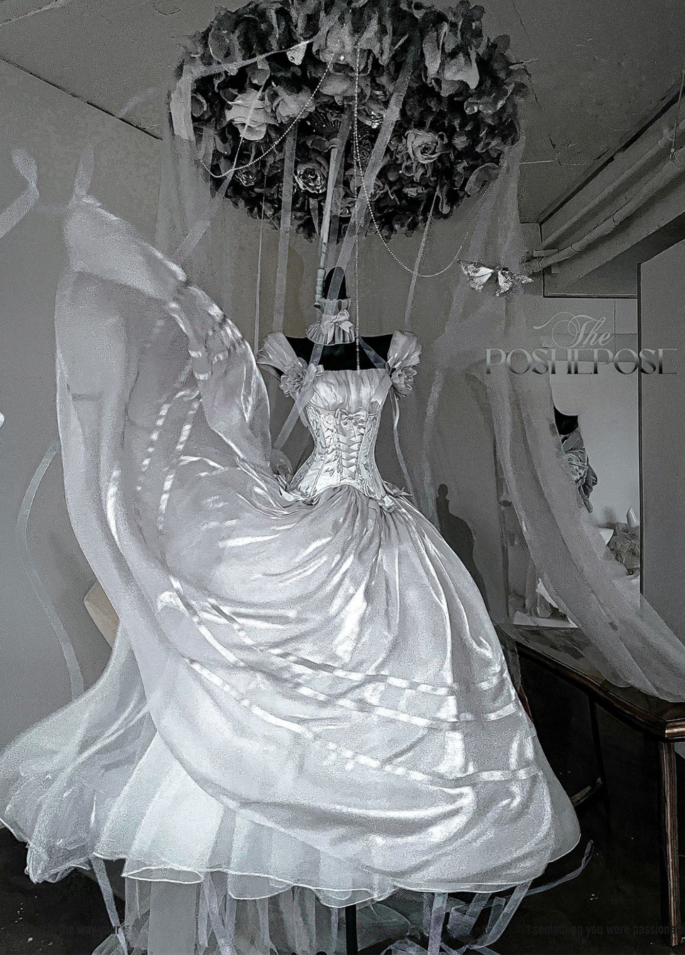 Luminious Moon Silver Antique Long Dress - PoshePose Global