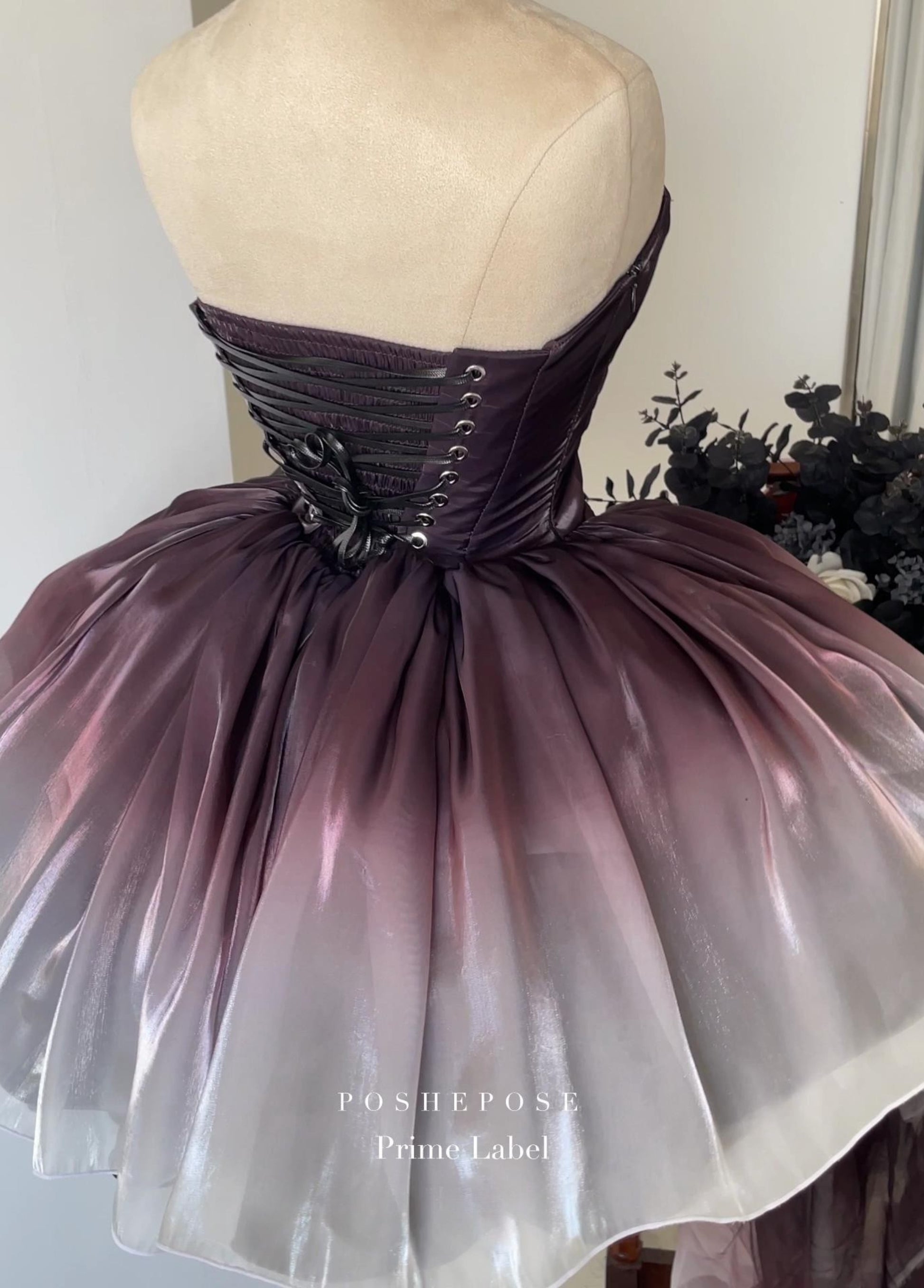 Black Swan ballet-inspired dress with custom sculpted corset.