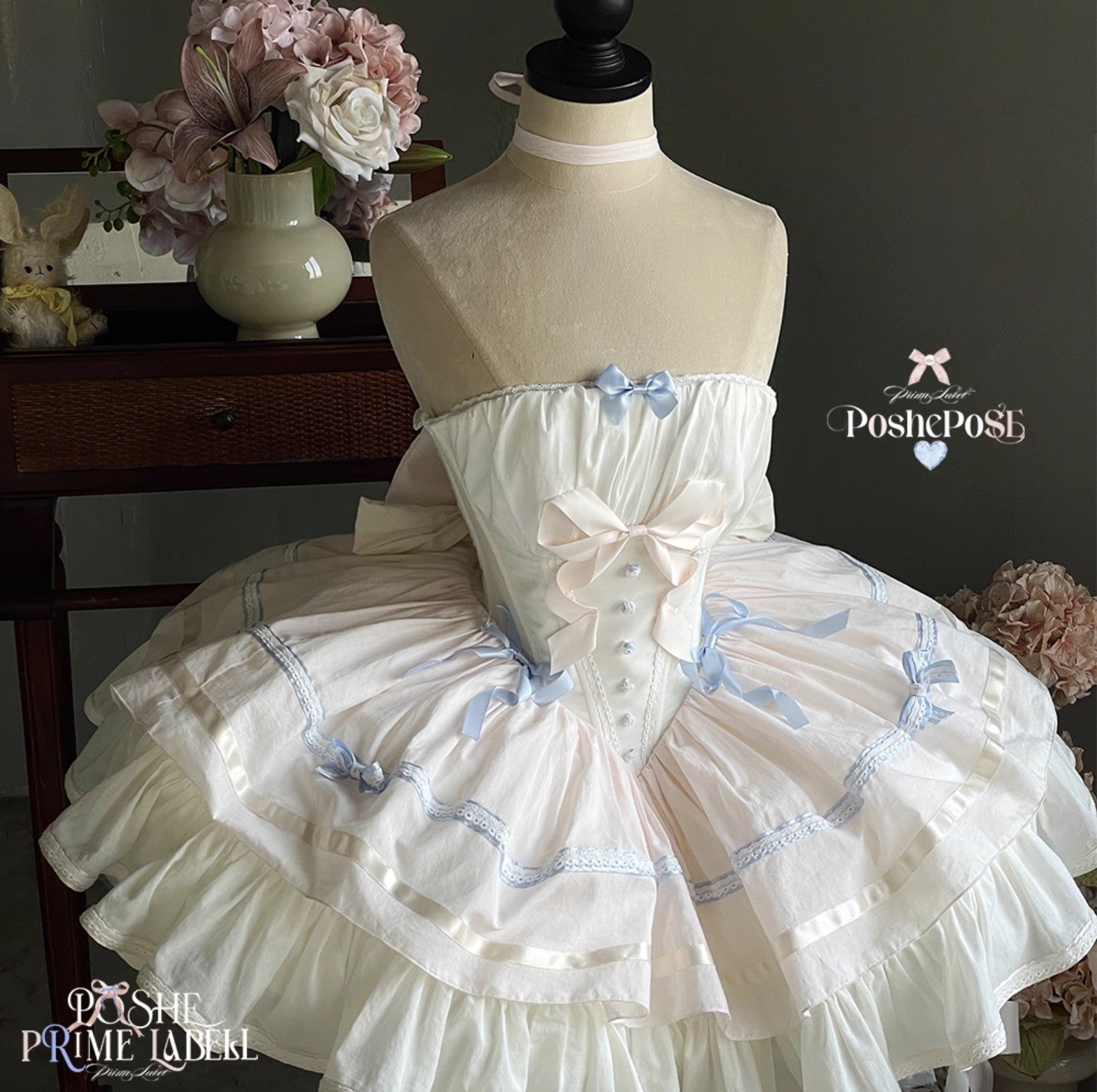 Antique Cotton Blue Dress - PoshePose Global