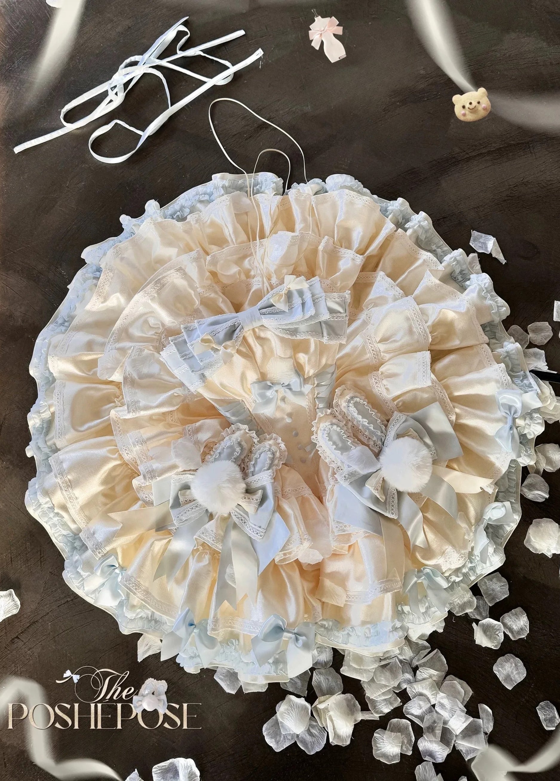 Kawaii lolita dress with bunny pom details