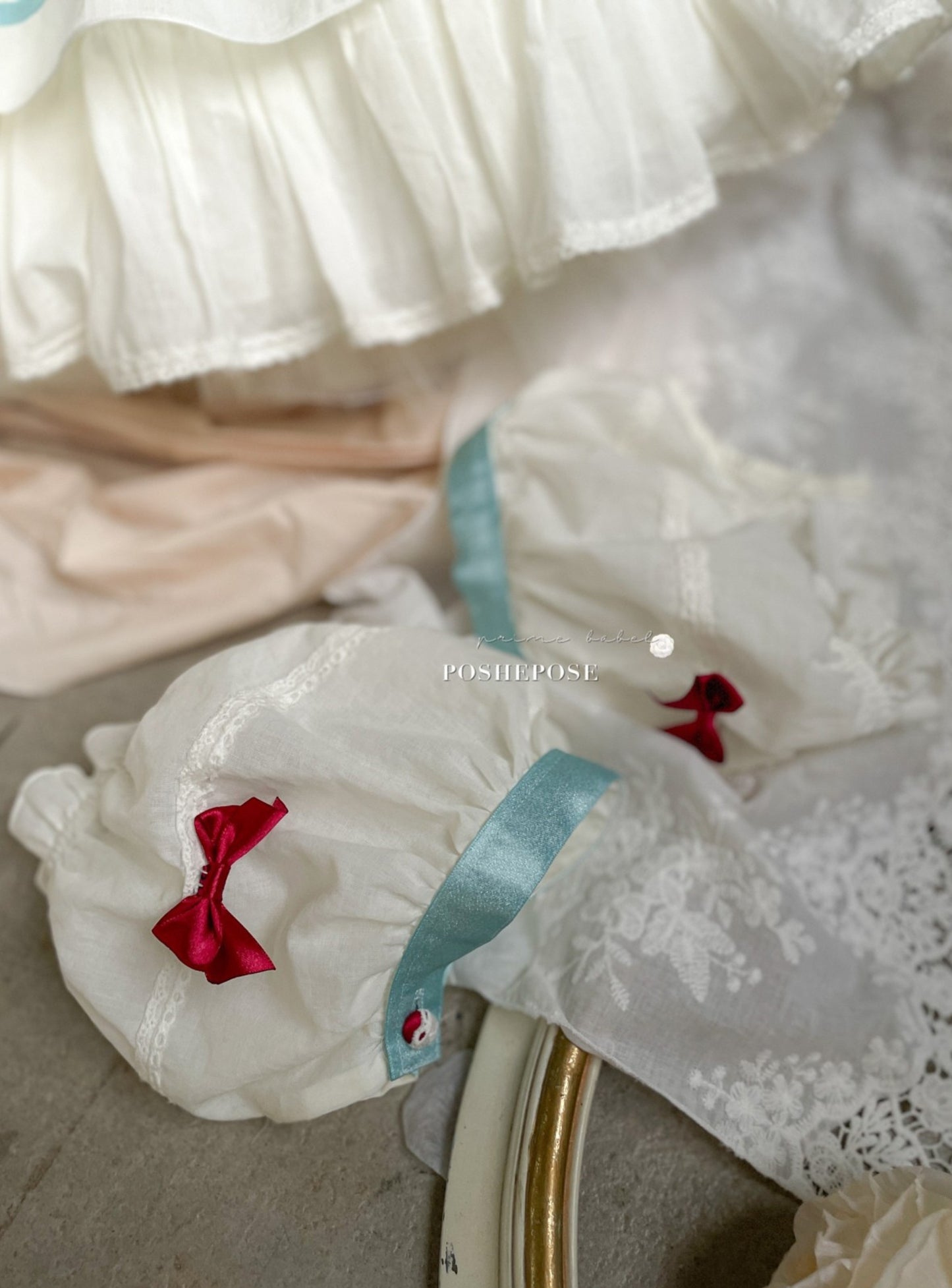 White and blue Lolita gown by Poshepose Global boutique.