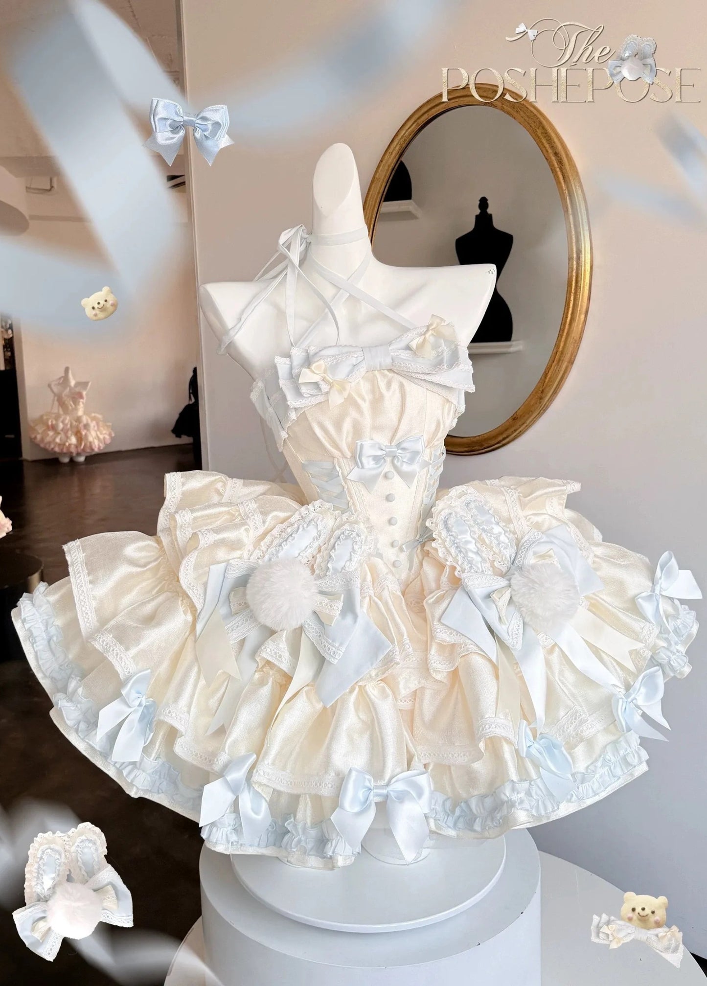 Sweetheart Bunny lolita dress in yellow and blue colorway