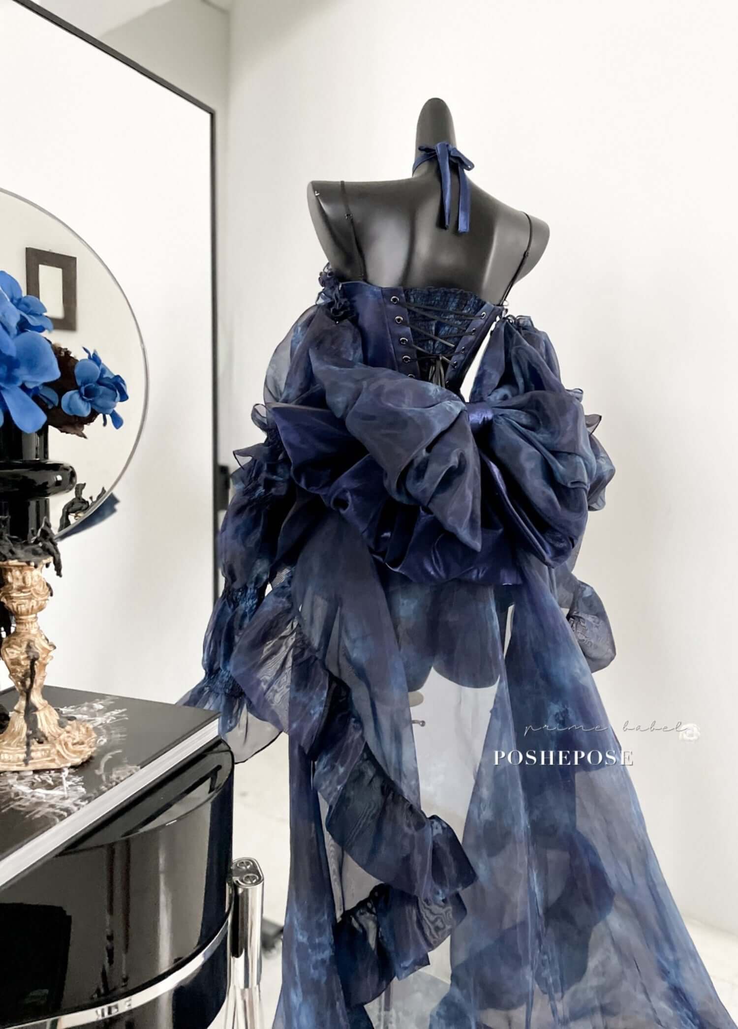 Haute Couture Deep Sea Dress Limited Edition displayed on a mannequin, showcasing its elegant gothic and fairycore design.
