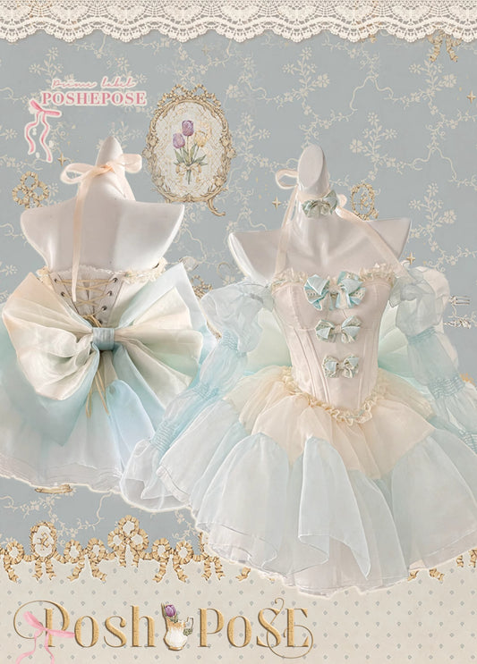 Antique Yellow-Green Little Cake Dress - PoshePose Global