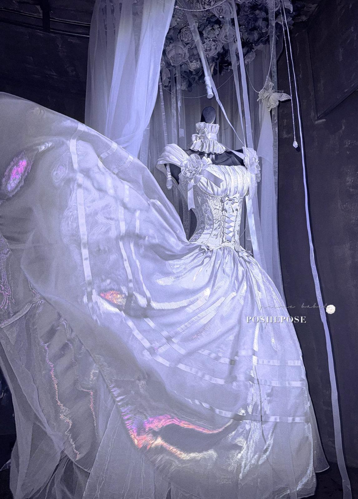 Luminious Moon Silver Antique Long Dress - PoshePose Global