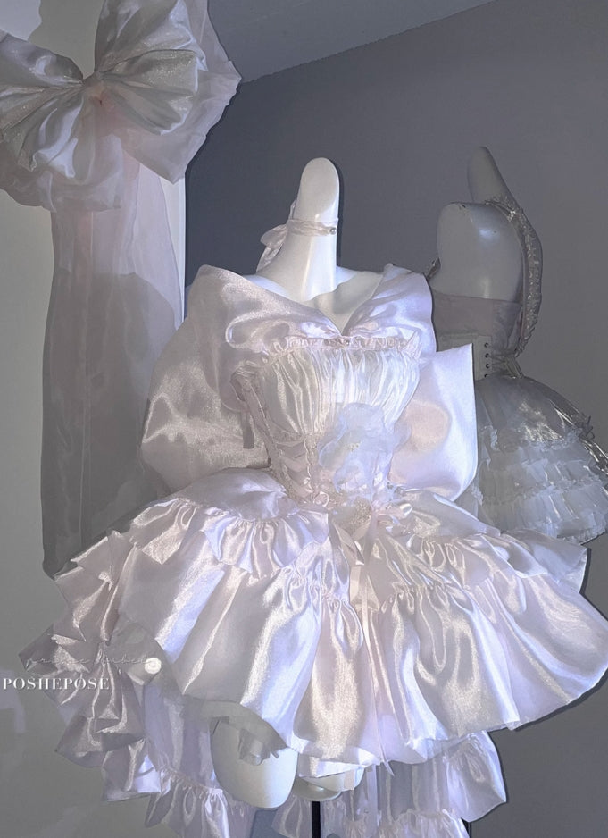 Pink Brocade & Feathers Dress - PoshePose Global