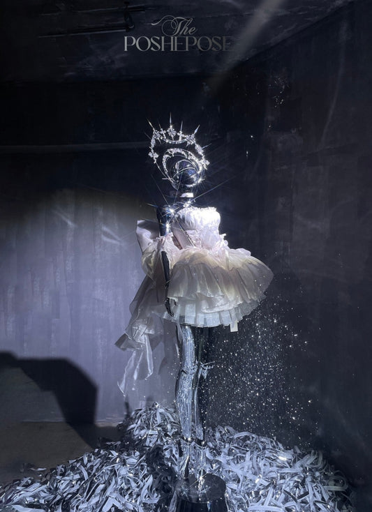 Pink Brocade & Feathers Dress - PoshePose Global