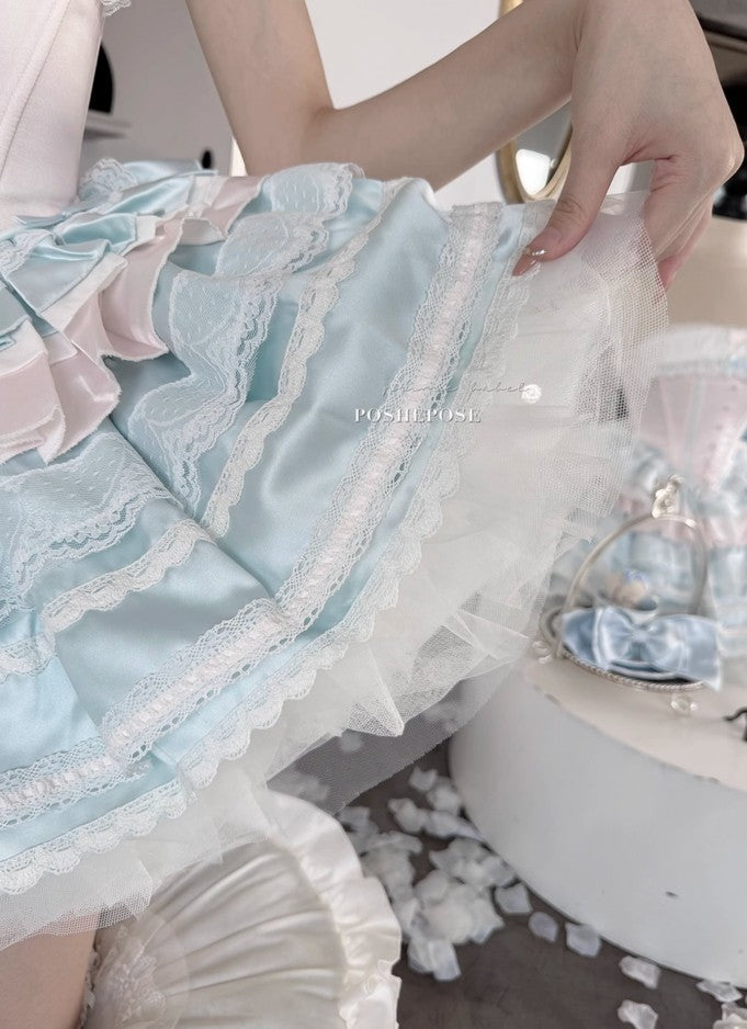 Powder Blue Satin Dress - PoshePose Global