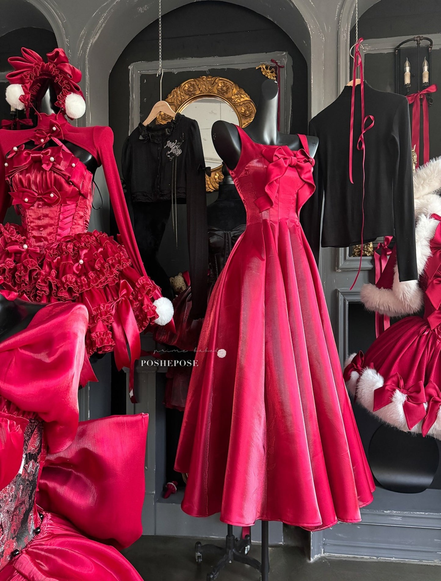 Poshepose Global luxury evening dress in bold red.